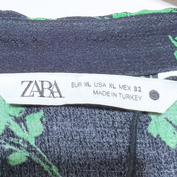 Zara The Nadia Women Black Green Floral Button Front Shirt Mini Dress Size XL - Picture 6 of 7